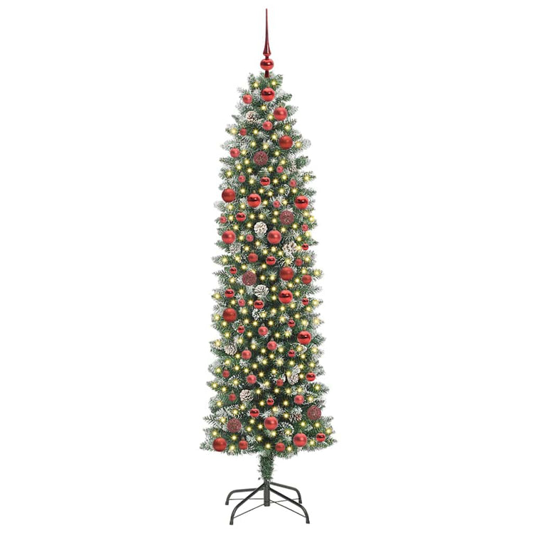 Vidaxx künstlicher schlanker Weihnachtsbaum mit 300 LED grün und weiß 180 cm