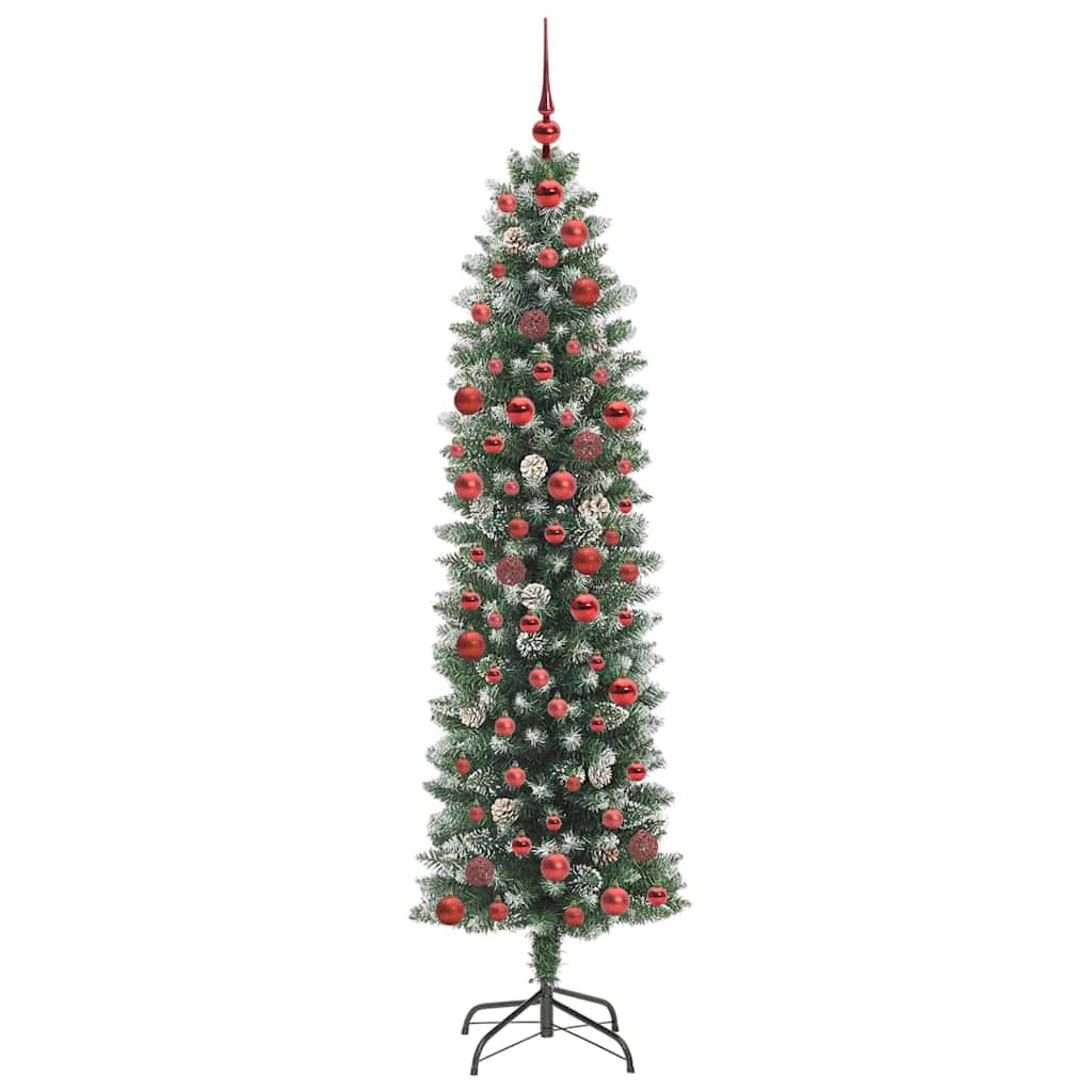 Vidaxx künstlicher schlanker Weihnachtsbaum mit 300 LED grün und weiß 180 cm