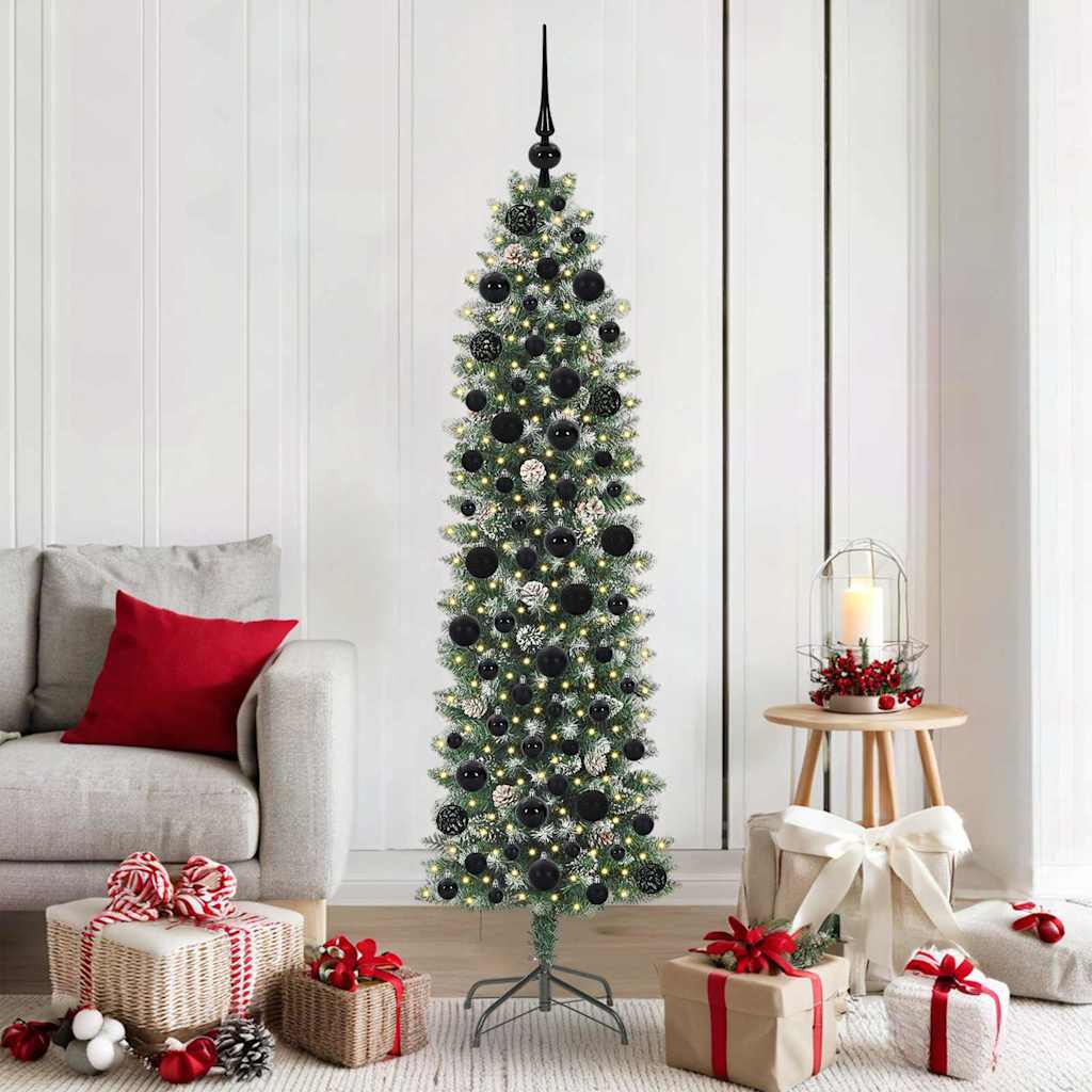 Vidaxx künstlicher schlanker Weihnachtsbaum mit 300 LED grün und weiß 180 cm