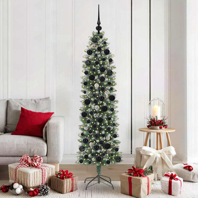 Vidaxx künstlicher schlanker Weihnachtsbaum mit 300 LED grün und weiß 180 cm
