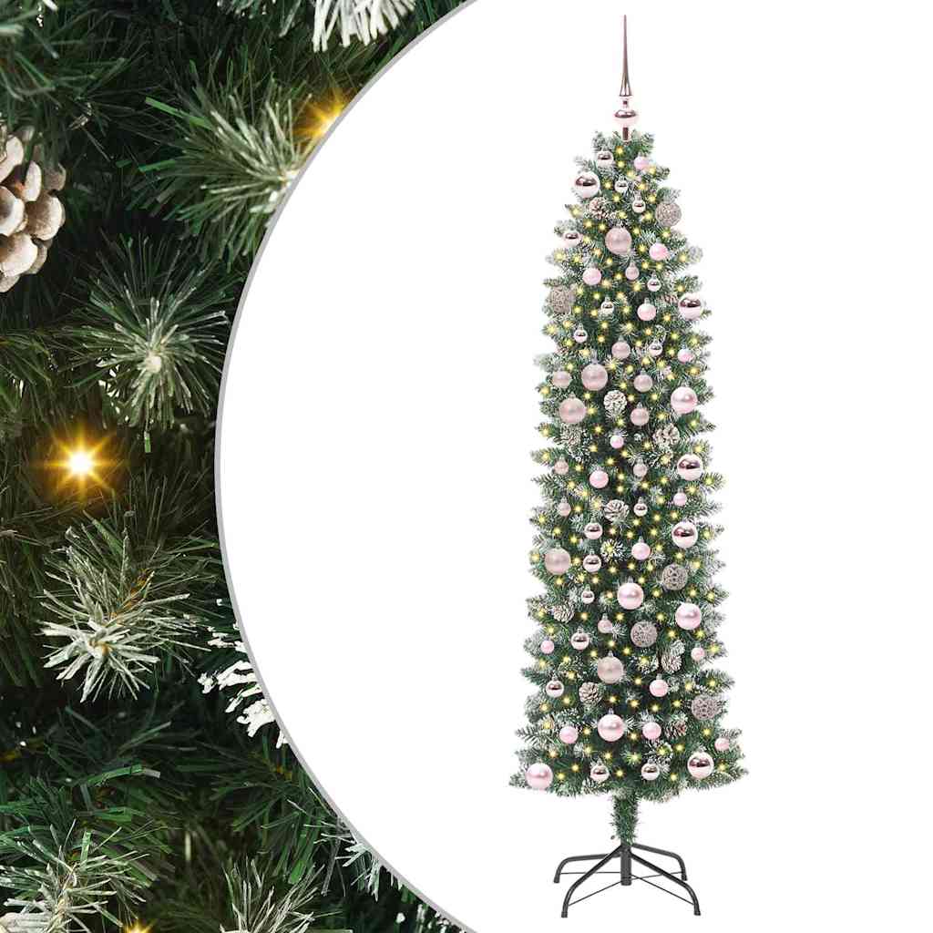 Vidaxx künstlicher schlanker Weihnachtsbaum mit 300 LED grün und weiß 180 cm