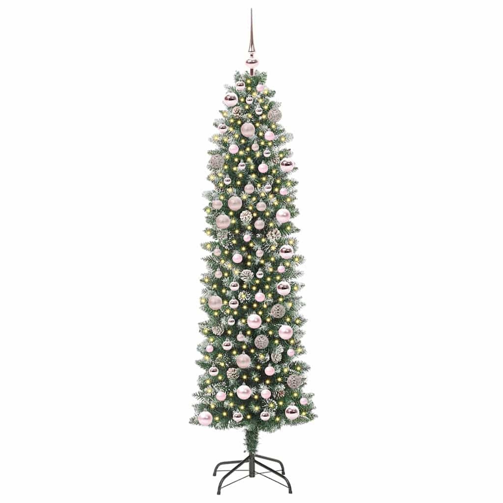 Vidaxx künstlicher schlanker Weihnachtsbaum mit 300 LED grün und weiß 180 cm