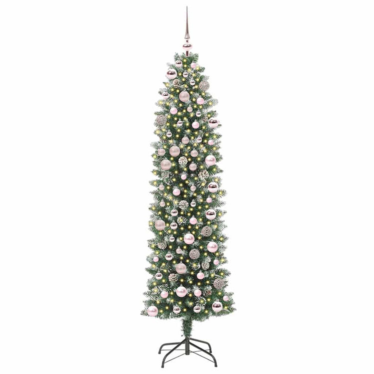 Vidaxx künstlicher schlanker Weihnachtsbaum mit 300 LED grün und weiß 180 cm