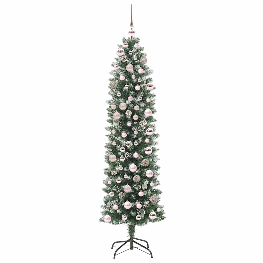 Vidaxx künstlicher schlanker Weihnachtsbaum mit 300 LED grün und weiß 180 cm