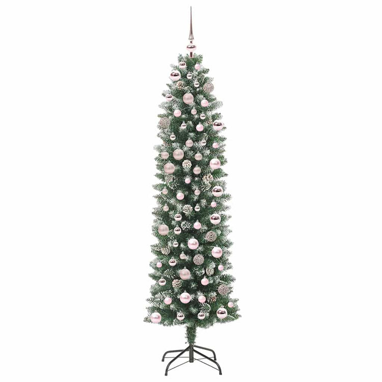 Vidaxx künstlicher schlanker Weihnachtsbaum mit 300 LED grün und weiß 180 cm