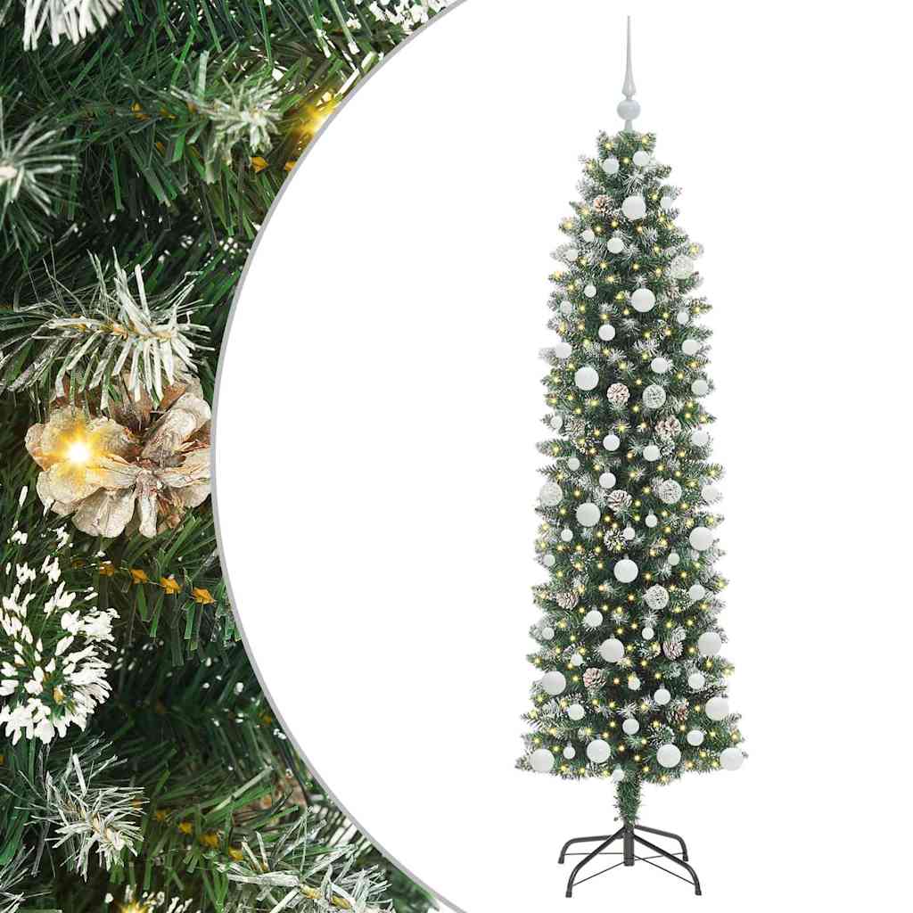 Vidaxx künstlicher schlanker Weihnachtsbaum mit 300 LED grün und weiß 180 cm