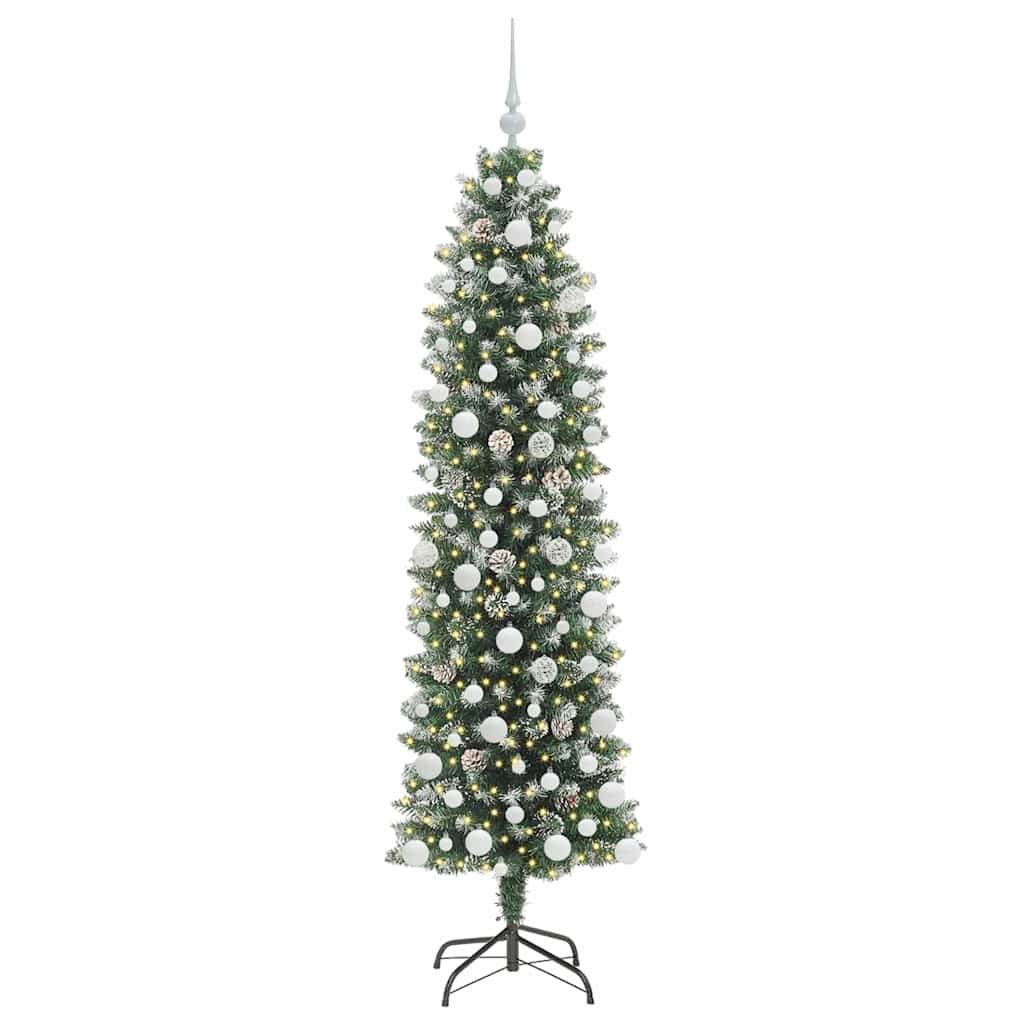 Vidaxx künstlicher schlanker Weihnachtsbaum mit 300 LED grün und weiß 180 cm