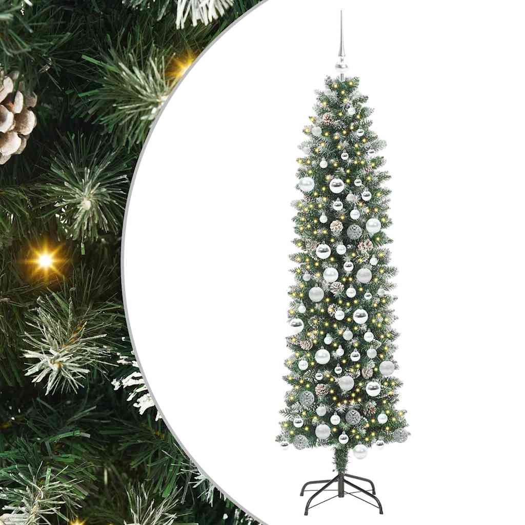Vidaxx künstlicher schlanker Weihnachtsbaum mit 300 LED grün und weiß 180 cm