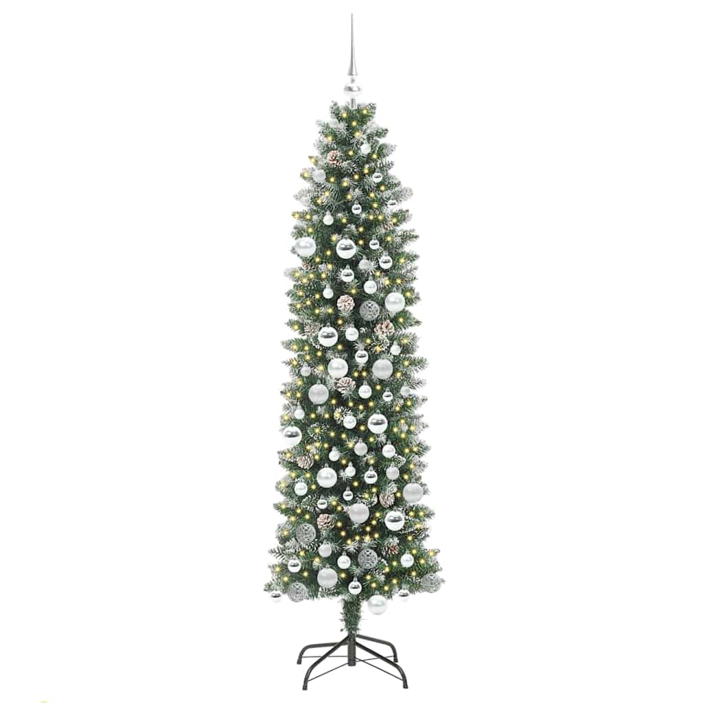 Vidaxx künstlicher schlanker Weihnachtsbaum mit 300 LED grün und weiß 180 cm