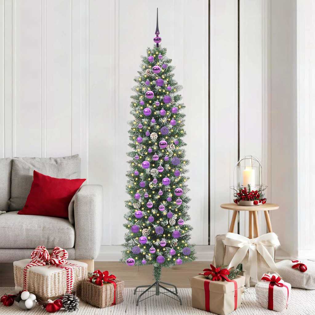 Vidaxx künstlicher schlanker Weihnachtsbaum mit 300 LED grün und weiß 180 cm