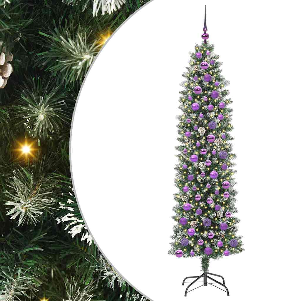 Vidaxx künstlicher schlanker Weihnachtsbaum mit 300 LED grün und weiß 180 cm