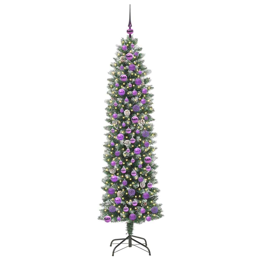 Vidaxx künstlicher schlanker Weihnachtsbaum mit 300 LED grün und weiß 180 cm