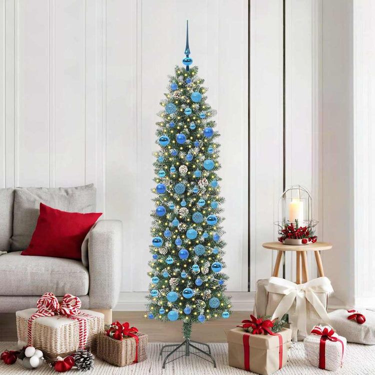 Vidaxx künstlicher schlanker Weihnachtsbaum mit 300 LED grün und weiß 180 cm