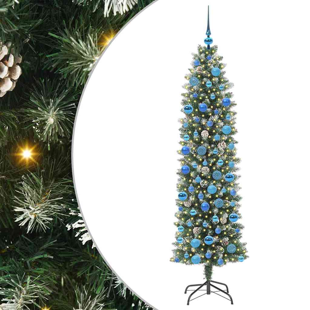 Vidaxx künstlicher schlanker Weihnachtsbaum mit 300 LED grün und weiß 180 cm