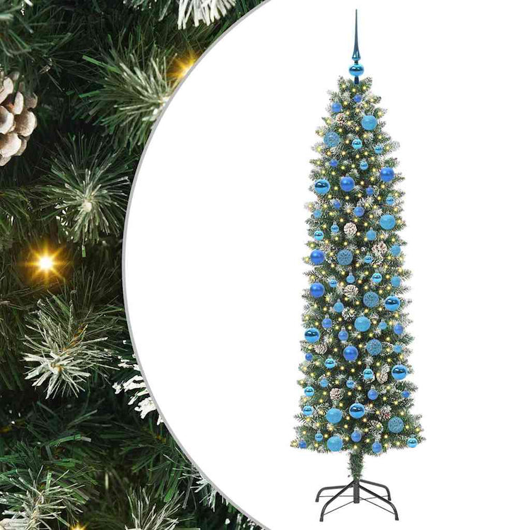 Vidaxx künstlicher schlanker Weihnachtsbaum mit 300 LED grün und weiß 180 cm