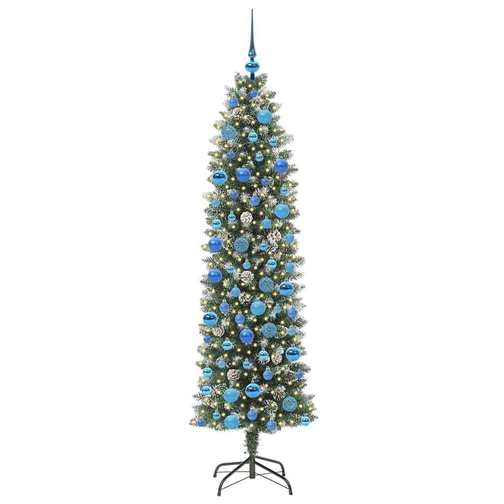 Vidaxx künstlicher schlanker Weihnachtsbaum mit 300 LED grün und weiß 180 cm