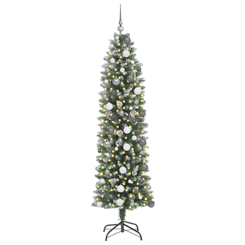 Vidaxx künstlicher schlanker Weihnachtsbaum mit 300 LED grün und weiß 210 cm