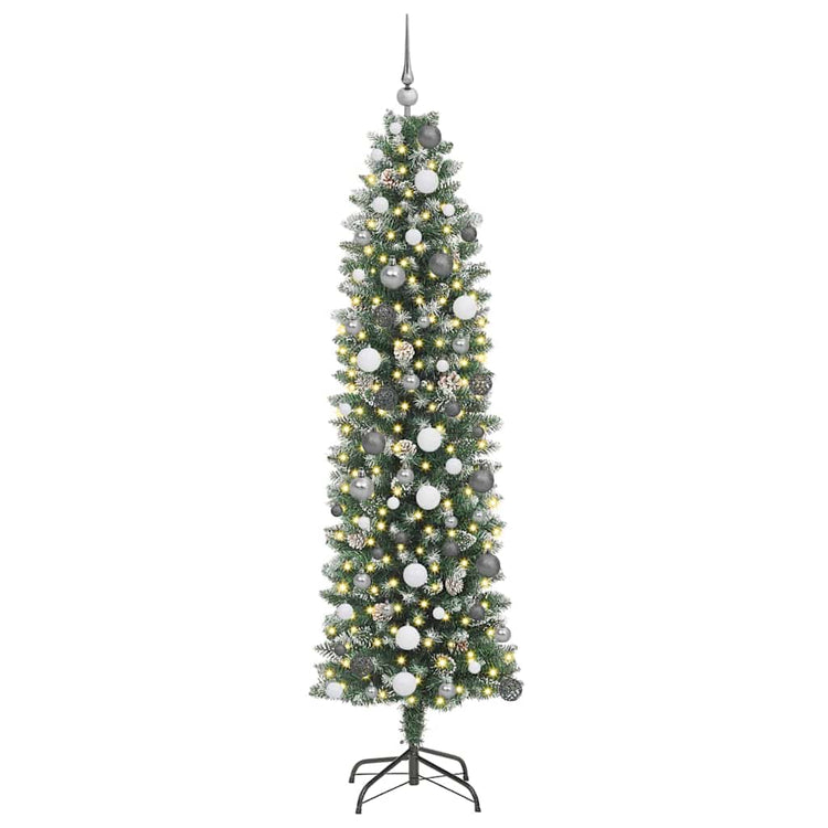 Vidaxx künstlicher schlanker Weihnachtsbaum mit 300 LED grün und weiß 210 cm