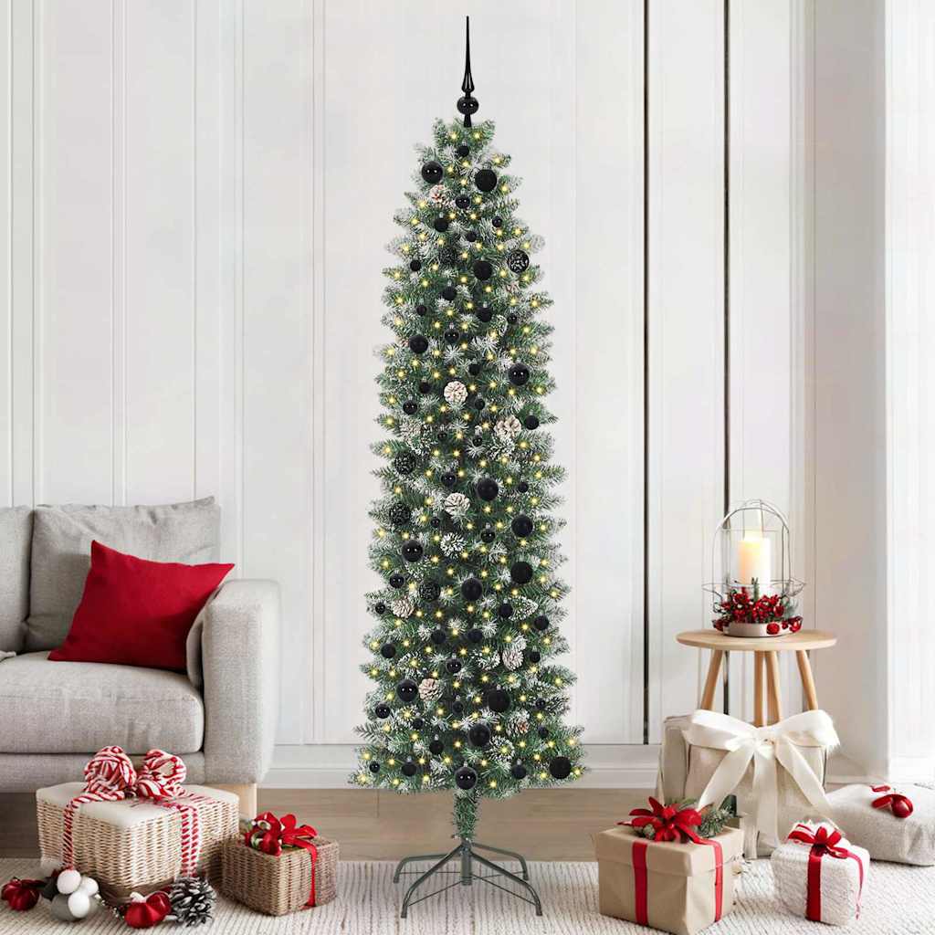 Vidaxx künstlicher schlanker Weihnachtsbaum mit 300 LED grün und weiß 210 cm