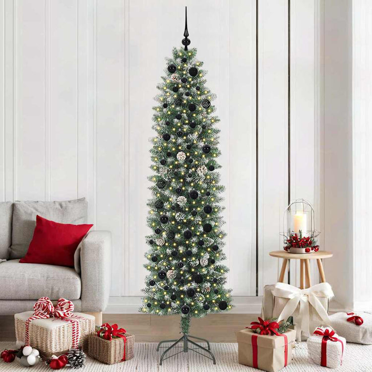 Vidaxx künstlicher schlanker Weihnachtsbaum mit 300 LED grün und weiß 210 cm