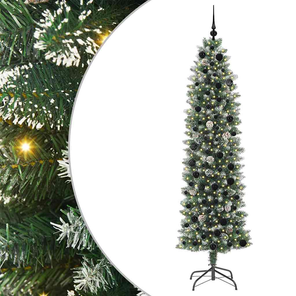 Vidaxx künstlicher schlanker Weihnachtsbaum mit 300 LED grün und weiß 210 cm