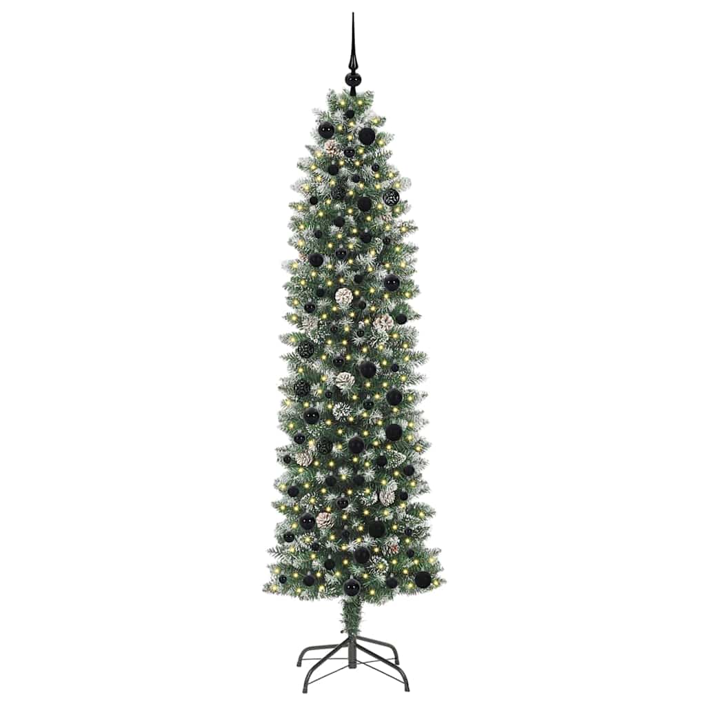 Vidaxx künstlicher schlanker Weihnachtsbaum mit 300 LED grün und weiß 210 cm