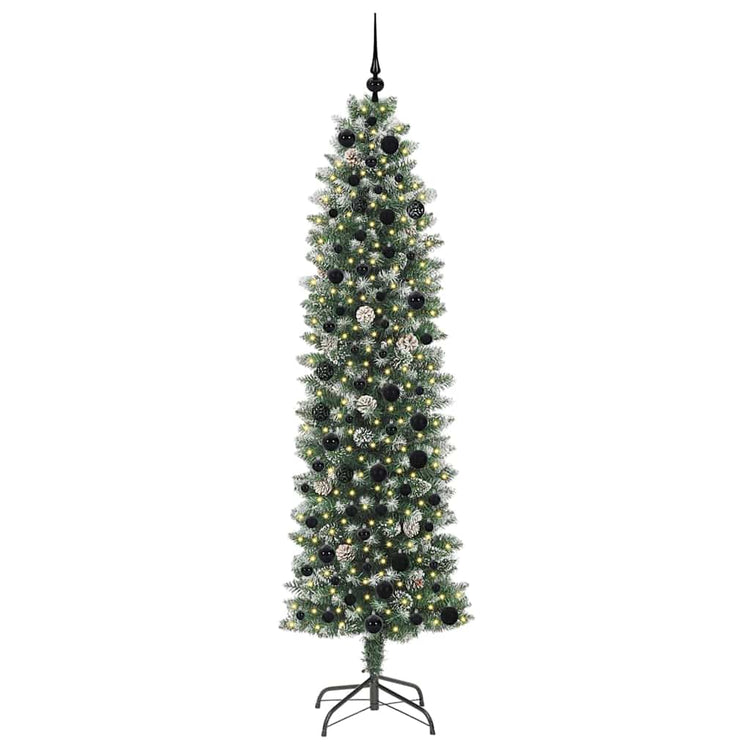 Vidaxx künstlicher schlanker Weihnachtsbaum mit 300 LED grün und weiß 210 cm