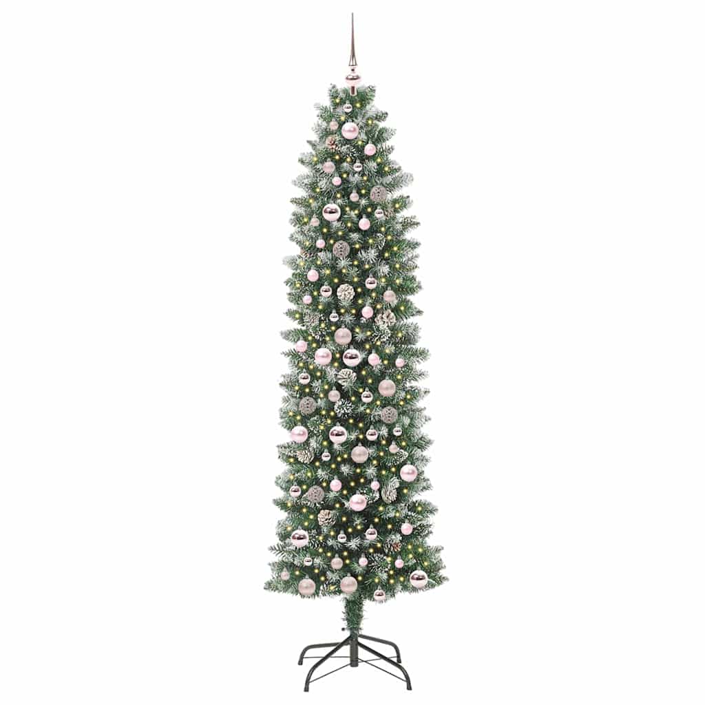 Vidaxx künstlicher schlanker Weihnachtsbaum mit 300 LED grün und weiß 210 cm