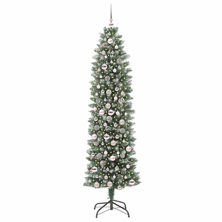 Vidaxx künstlicher schlanker Weihnachtsbaum mit 300 LED grün und weiß 210 cm