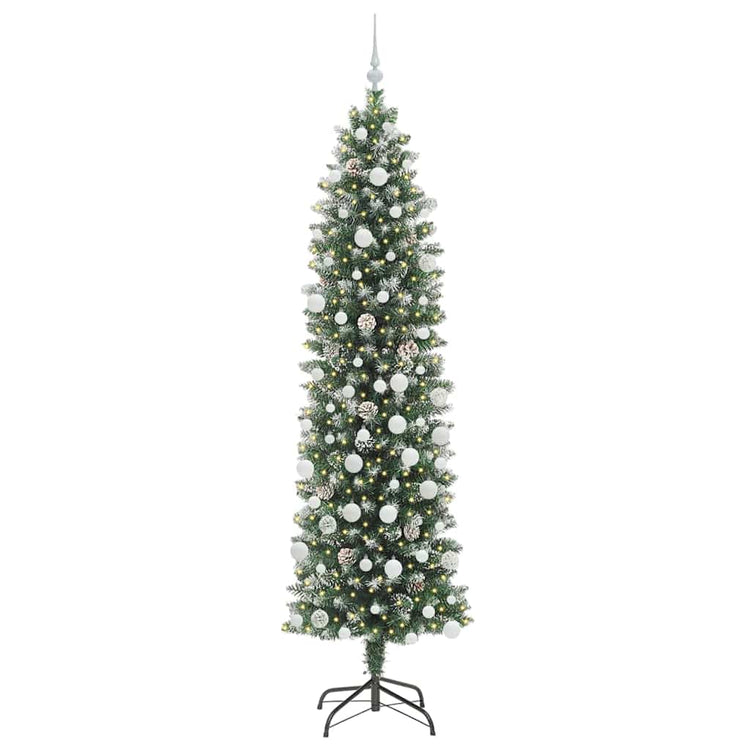 Vidaxx künstlicher schlanker Weihnachtsbaum mit 300 LED grün und weiß 210 cm