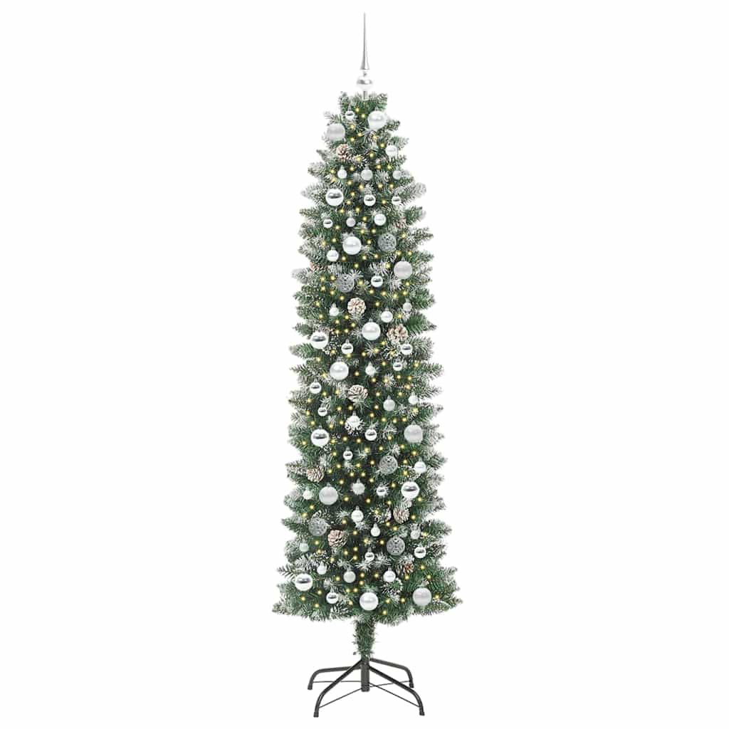 Vidaxx künstlicher schlanker Weihnachtsbaum mit 300 LED grün und weiß 210 cm