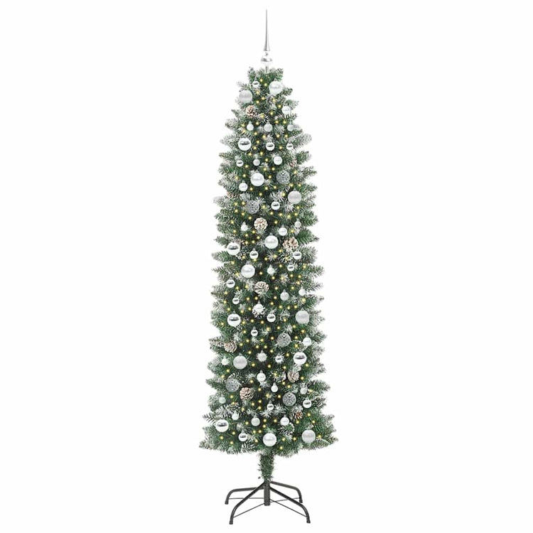 Vidaxx künstlicher schlanker Weihnachtsbaum mit 300 LED grün und weiß 210 cm