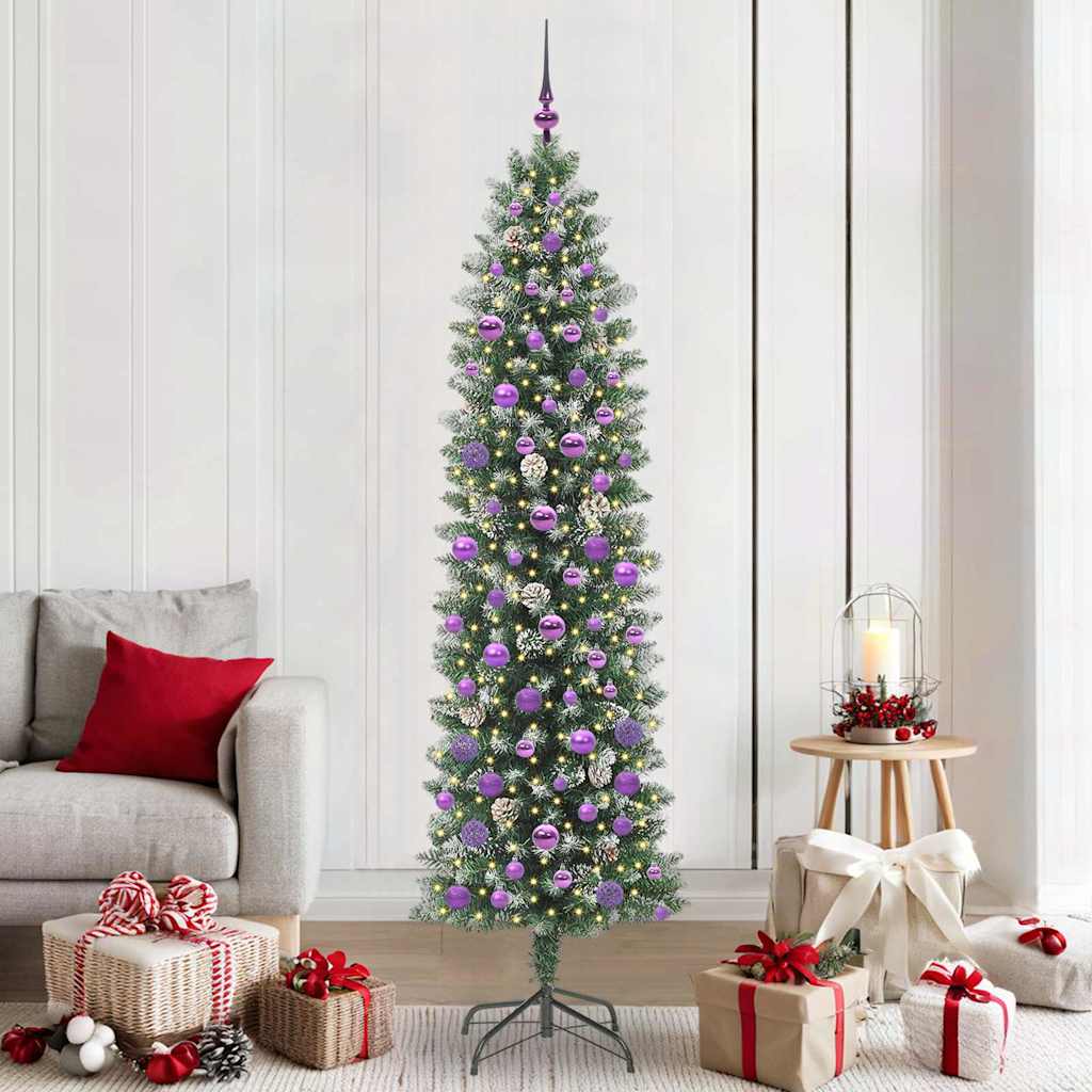 Vidaxx künstlicher schlanker Weihnachtsbaum mit 300 LED grün und weiß 210 cm