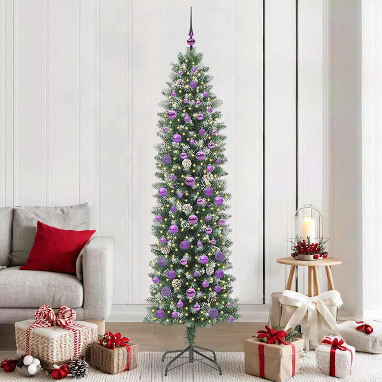 Vidaxx künstlicher schlanker Weihnachtsbaum mit 300 LED grün und weiß 210 cm