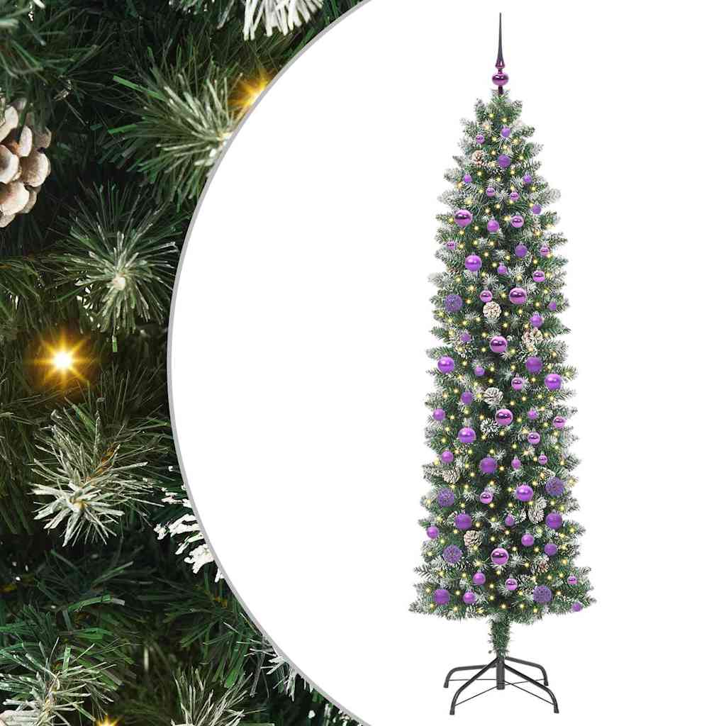 Vidaxx künstlicher schlanker Weihnachtsbaum mit 300 LED grün und weiß 210 cm