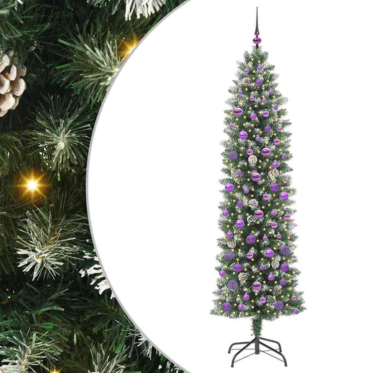Vidaxx künstlicher schlanker Weihnachtsbaum mit 300 LED grün und weiß 210 cm