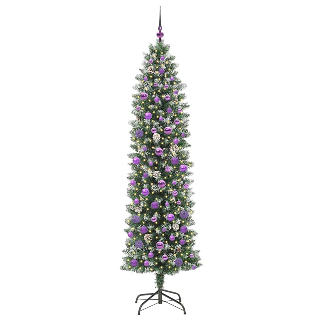 Vidaxx künstlicher schlanker Weihnachtsbaum mit 300 LED grün und weiß 210 cm