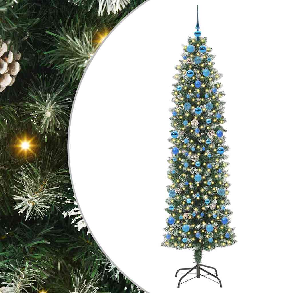 Vidaxx künstlicher schlanker Weihnachtsbaum mit 300 LED grün und weiß 210 cm