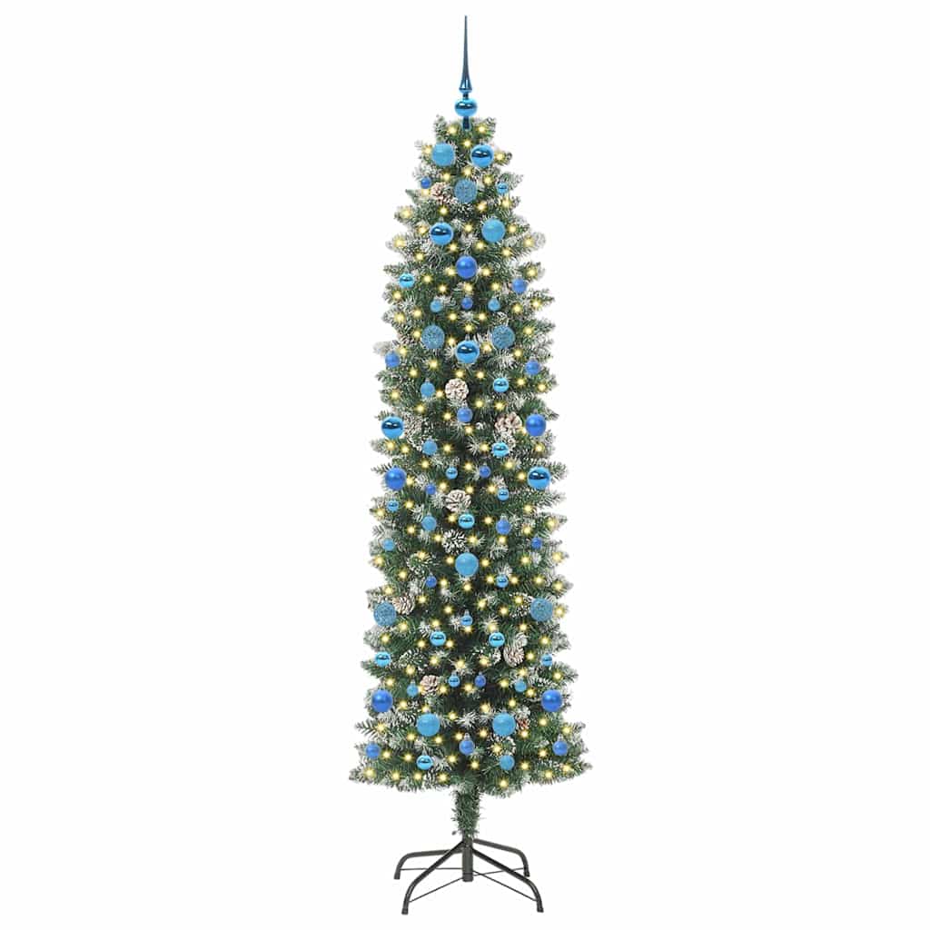 Vidaxx künstlicher schlanker Weihnachtsbaum mit 300 LED grün und weiß 210 cm