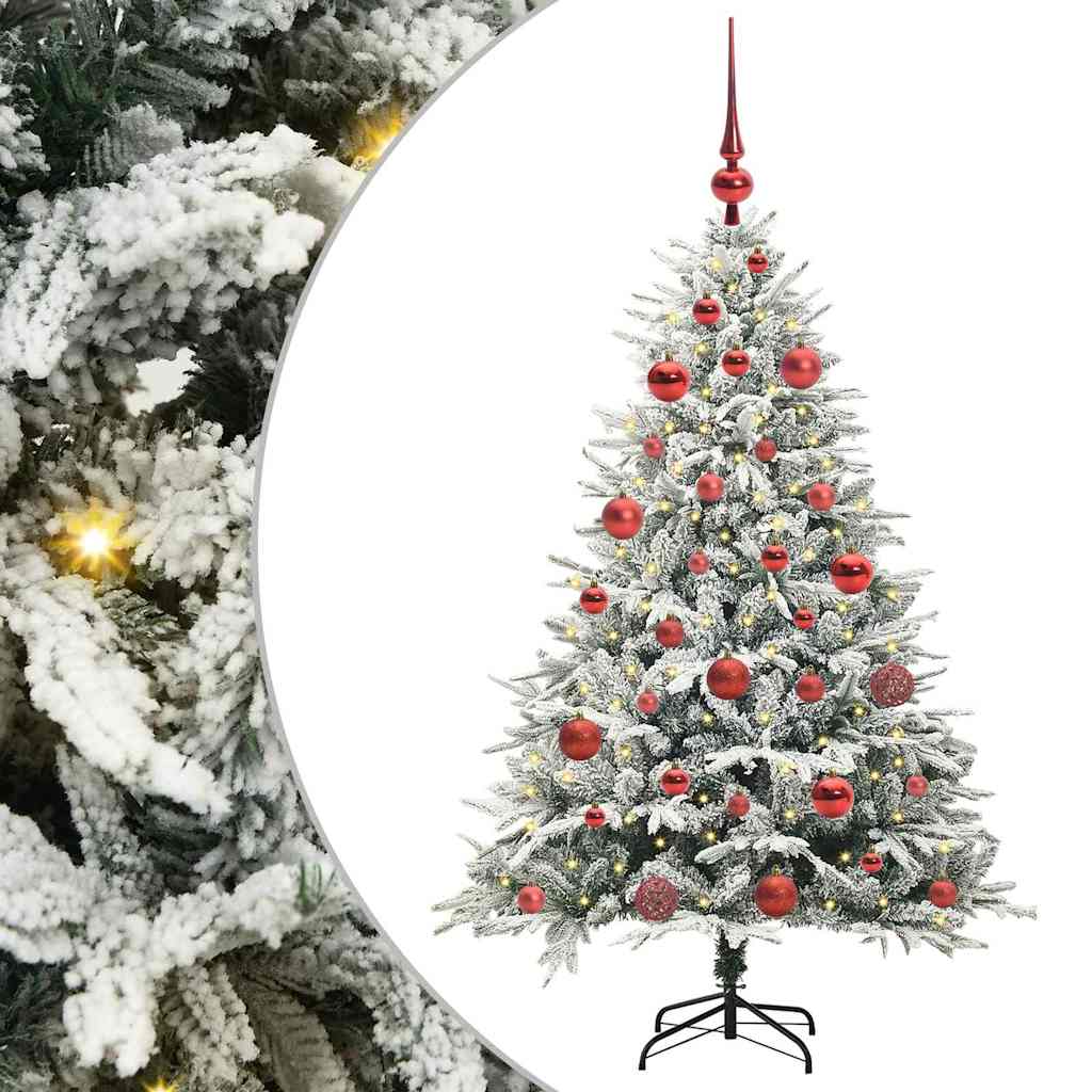 VidaXL künstlicher beleuchteter Weihnachtsbaum mit Kugelset Grün 150 cm