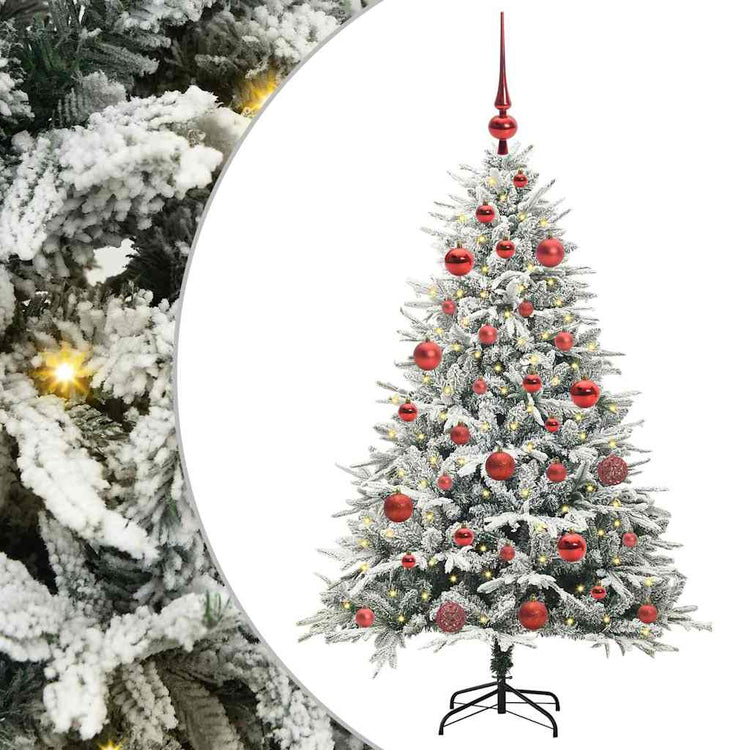 VidaXL künstlicher beleuchteter Weihnachtsbaum mit Kugelset Grün 150 cm