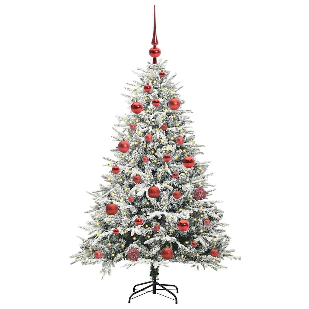 VidaXL künstlicher beleuchteter Weihnachtsbaum mit Kugelset Grün 150 cm