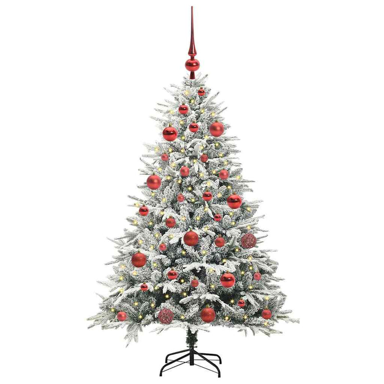 VidaXL künstlicher beleuchteter Weihnachtsbaum mit Kugelset Grün 150 cm