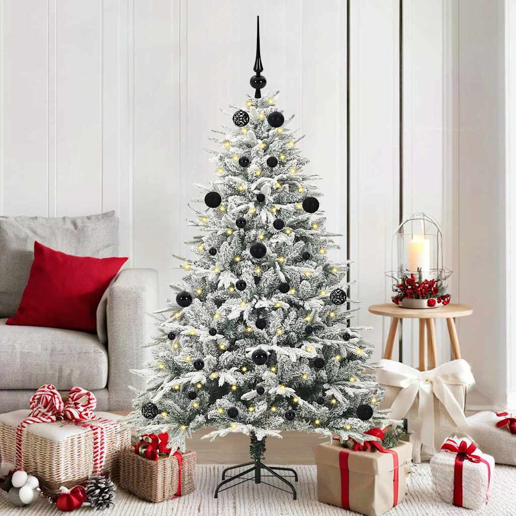 VidaXL künstlicher beleuchteter Weihnachtsbaum mit Kugelset Grün 150 cm