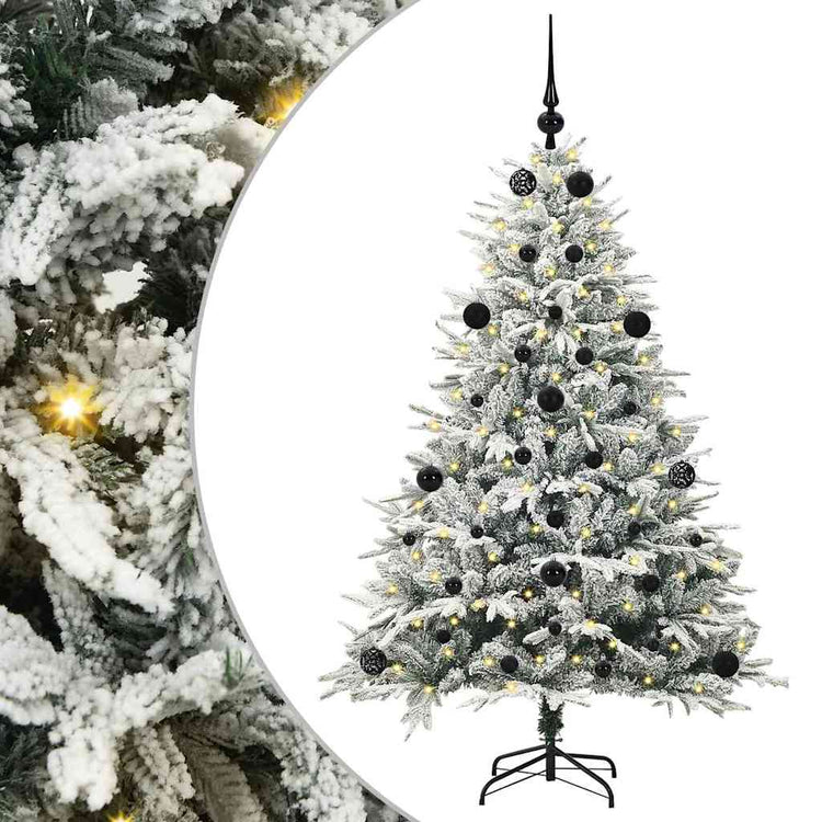 VidaXL künstlicher beleuchteter Weihnachtsbaum mit Kugelset Grün 150 cm