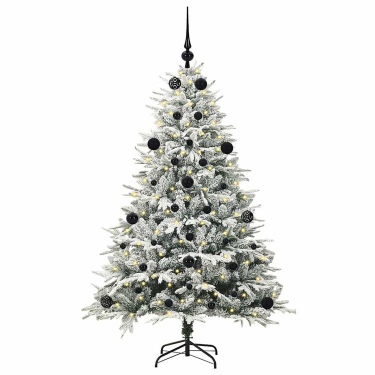 VidaXL künstlicher beleuchteter Weihnachtsbaum mit Kugelset Grün 150 cm