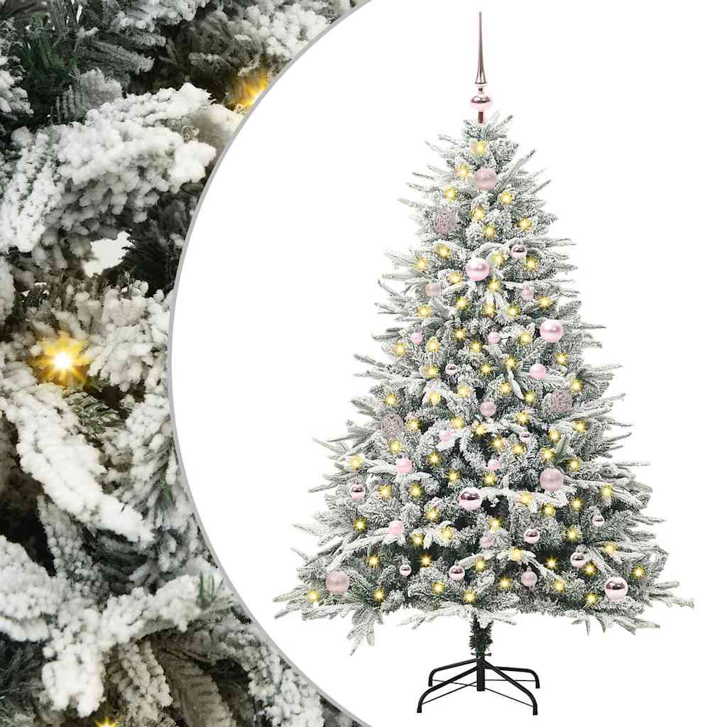 VidaXL künstlicher beleuchteter Weihnachtsbaum mit Kugelset Grün 150 cm