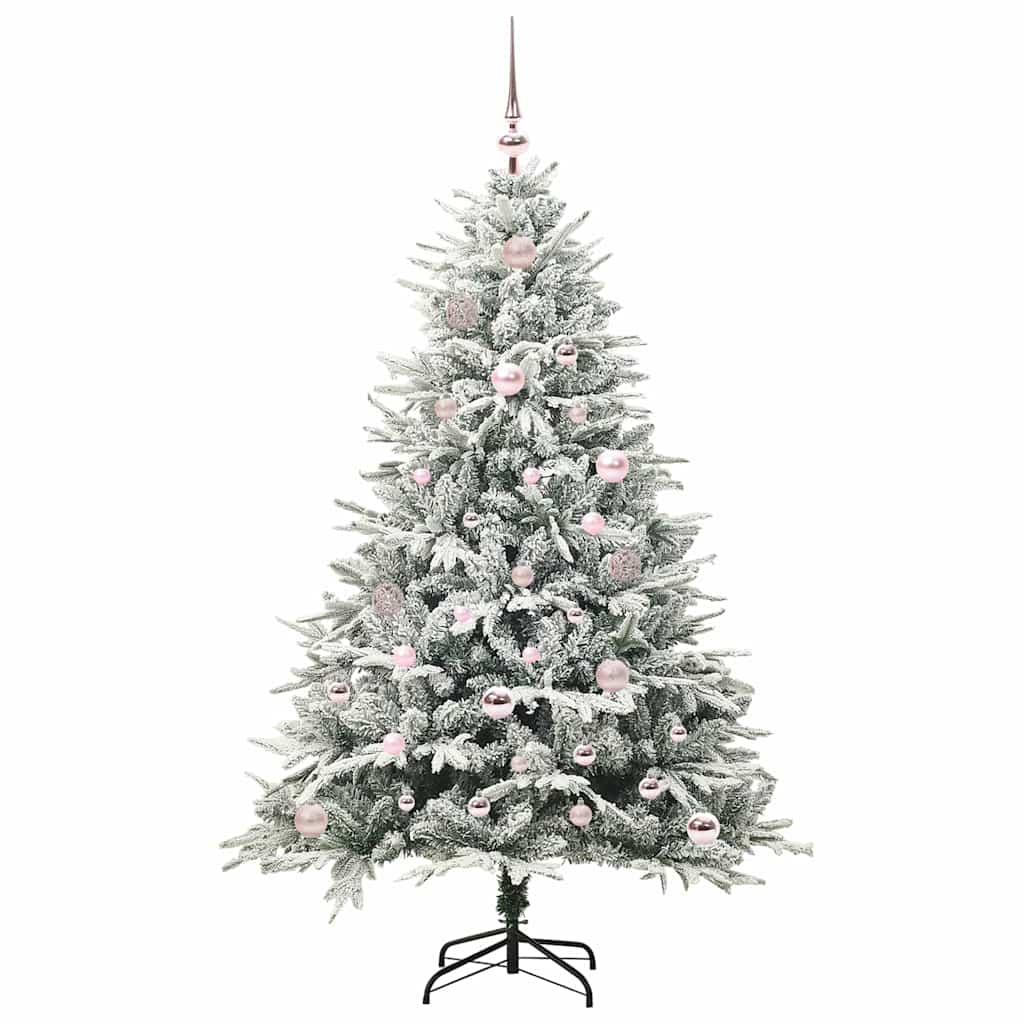 VidaXL künstlicher beleuchteter Weihnachtsbaum mit Kugelset Grün 150 cm