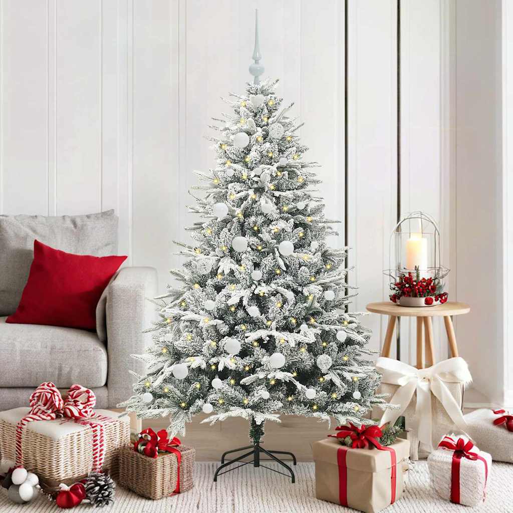 VidaXL künstlicher beleuchteter Weihnachtsbaum mit Kugelset Grün 150 cm