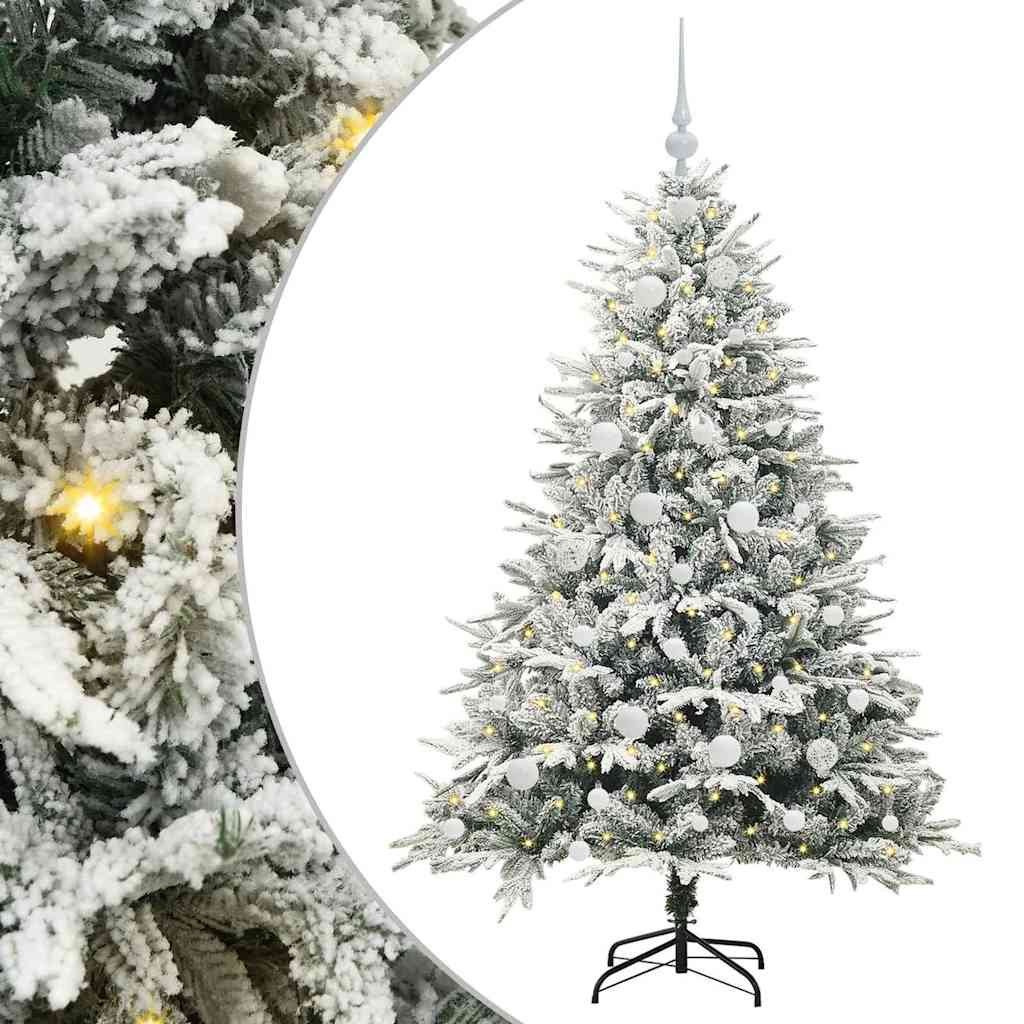 VidaXL künstlicher beleuchteter Weihnachtsbaum mit Kugelset Grün 150 cm